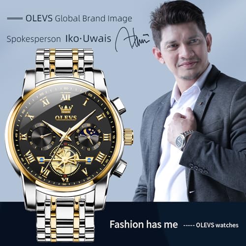 Image of OLEVS Men's Analog Watch Multi Color Business Stainless Steel Waterproof Luminous Quartz Watch Luxury Leisure Date Simulation Original Bowl Watch