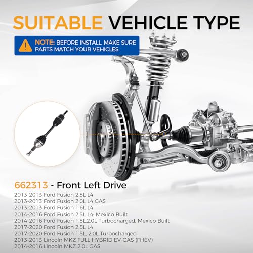PAROD 662313 Front Left CV Axle Shaft Assembly Fit for 2013-2016 Lincoln MKZ, 2013-2020 Fusion Ford, Driver Side,1.5L 1.6L 2.0L 2.5L L4 by PAROD - Image 3