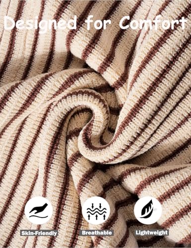 Image of COOFANDY Mens Knit Button Down Shirts Short Sleeve Polo Shirt Vintage Striped Casual Shirts
