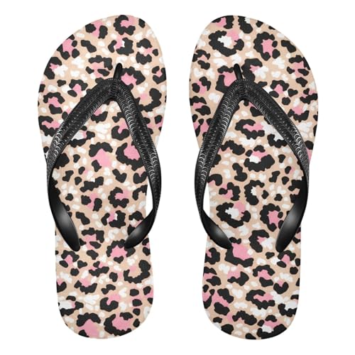 Leopard Pink Black Flip Flop Beach Summer Casual Sandal for Women & Men Shower Shoes 20861821