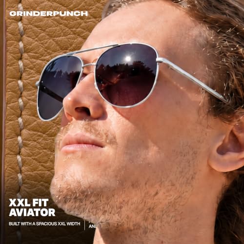 Image of grinderPUNCH XL XXL Aviator Sunglasses Men Big Head Oversized Polarized
