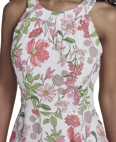 Image of Tommy Hilfiger Women's Sleeveless Halter Neck Tiered Skirt Maxi Dress