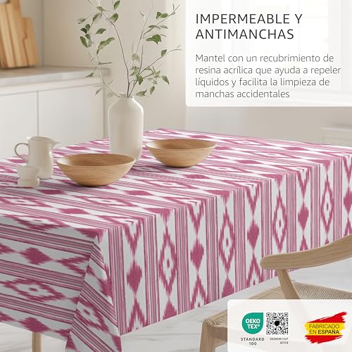 Nappe en résine rose 220 x 140 cm protège table rectangulaire - 5
