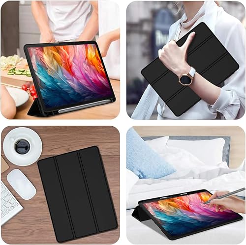 Image of TGK Case for Lenovo Idea Tab Pro 12.7 Inch 2025 TB-373FU TB-375FC Tablet Trifold Smart Stand Cover (Black)