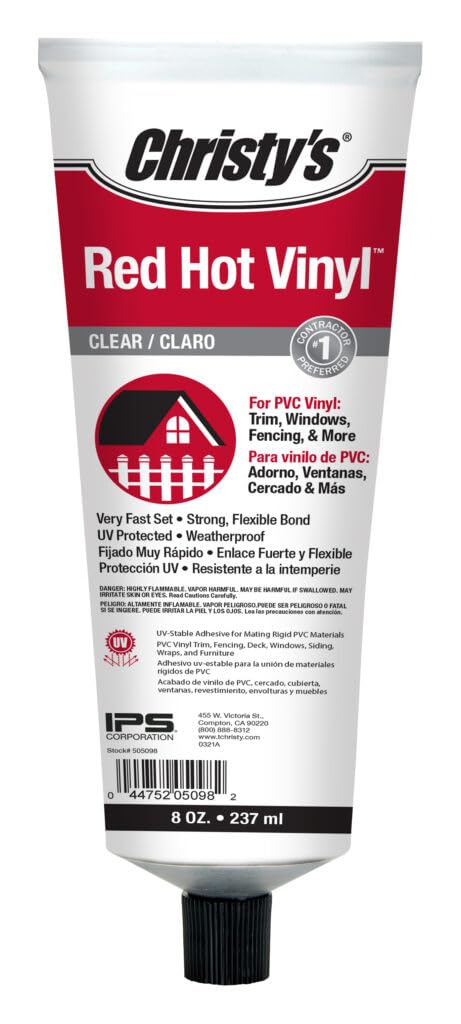 Christy's Red Hot Vinyl Adhesive, Clear, 8 oz Tube