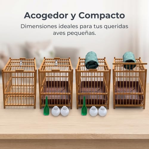 Jaula para aves pequeñas con dispensador de agua lavabo y funda protectora 3