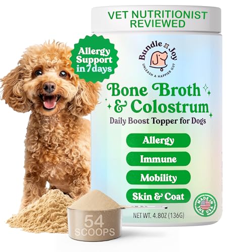 Bundle x Joy Beef Bone Broth Powder for Dogs Daily Boost Powder with Colostrum for Dogs Immune Support & Allergy Relief, 4.8 oz, 54 Servings - Dog Supplements Made in USA