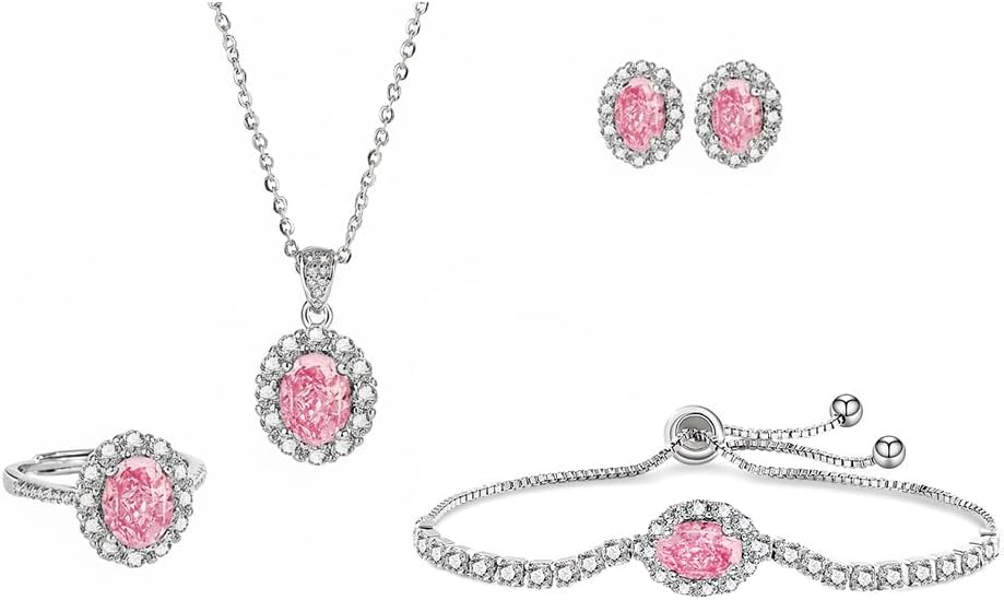 4 Pcs Cubic Zirconia Bridal Wedding Jewelry Sets for Bride