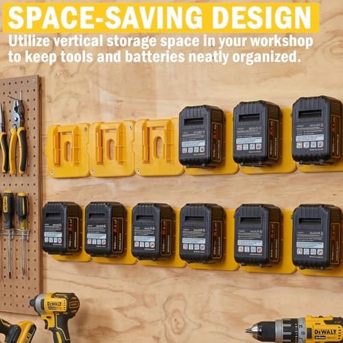ANIRUDH 30 Pack Power Tool & Battery Holder for Dewalt | Heavy Duty Mounts, Compact Storage Solution for Garage, Workshop & Utility Rooms (15 Tool + 15 Battery Docks) (30, Yellow) — view 3