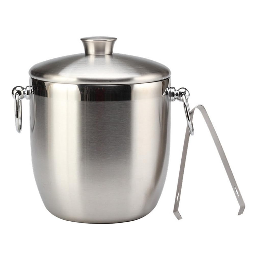 CTRLZS Stainless Steel Ice Bucket with Tongs Liter Double Walled Insulated with Tongs and Lid Ice Container(3L)