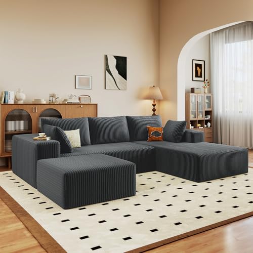Image of 96 inch Boneless Cloud Couch Sectional Couches Sofa for Living Room