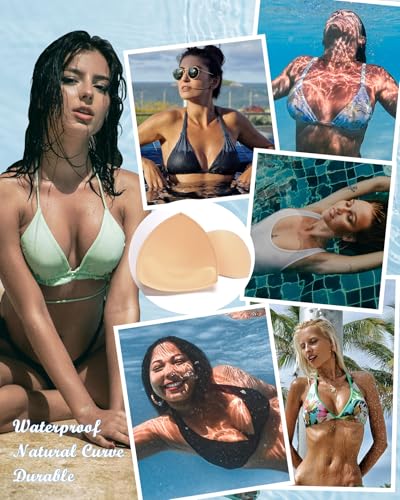 Waterproof Bathing Suit Cups Inserts - Swimsuit Pads Insert Push up for Women, 4 Pairs Sewn-Edge Bikini Padding Insert3