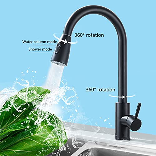 Robinet d'évier monotrou noir en acier inoxydable haut de gamme