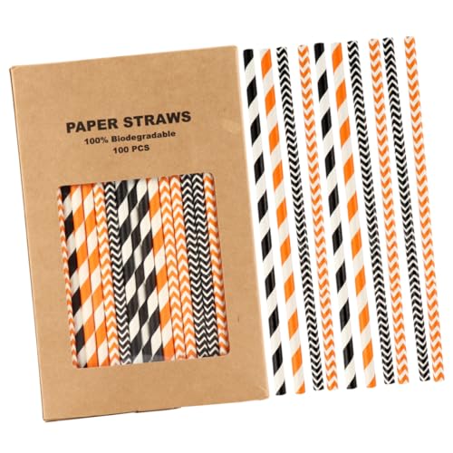 Yardwe 100 pitillos de papel Kraft biodegradables para Halloween miniatura 1