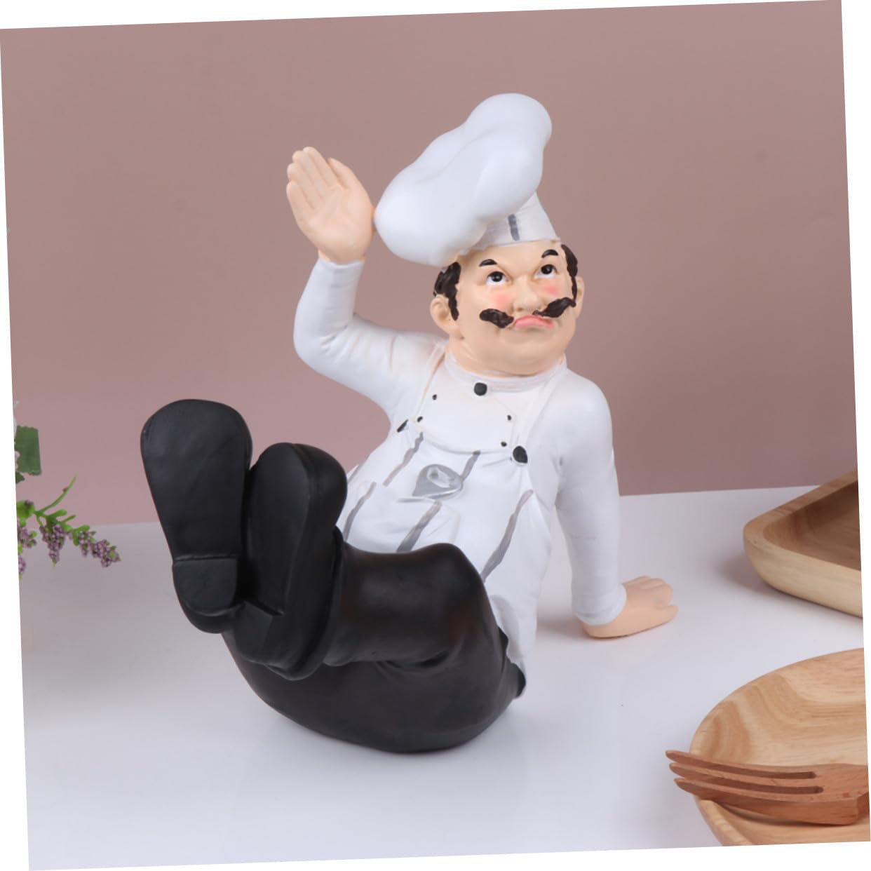 iplusmile Statua Chef in Resina Stile Europeo Decorazione Stabile per Cucina Ristorante e Casa Ornamento da Tavolo