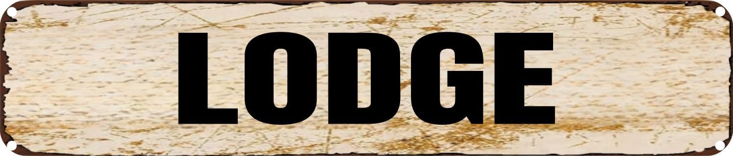 Vintage Tin Sign Retro Metal Wall Decor LODGE Rustic Aluminum Plaque for Home,Bar,Kitchen,Garage,Man Cave 4x16 Inch