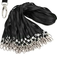 Antspirit Schlüsselbänder für Ausweise/Namensschilder, Nylon, flaches Umhängeband, drehbarer Clip, langlebig, gewebt, Herren, Damen, Büro, 50 Stück 50 Schwarz
