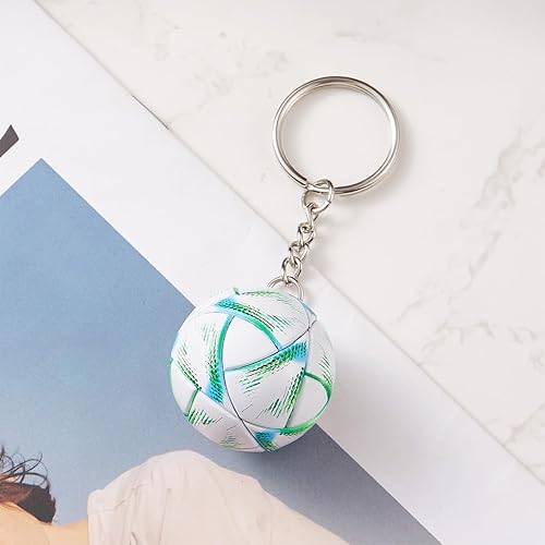 Miniatura 2 de KCKEYS Colgante de mochila de fútbol, llavero de fútbol verde blanco, decoración de bolsa colgante, Mens Boys Kids Sports World Cup Key Ring,