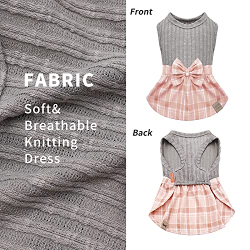 Kyeese Dog Dress Plaid With Bowtie Dog Sweater Dresses For Small Dogs Cat Dress Puppy Dress Dog Clothes #TOP1