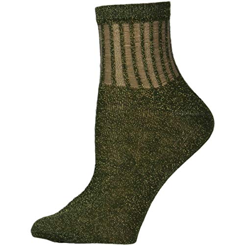 Free People Womens Roseland Metallic Lurex Ankle Socks Green O/S