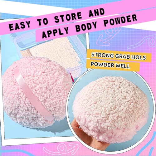 Image of MAYCREATE Body Powder Puff, 6 Inch Large Fluffy Pad With Ribbon Handle