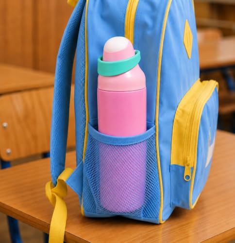 Image of HomeCloud 500ML Stainless Steel Water Bottle for Kids - Double Wall Vacuum Insulated, Leakproof Straw Lid, BPA-Free Reusable Flask with Dual Drinking Spout for School,Travel & Sports (Pink Green)