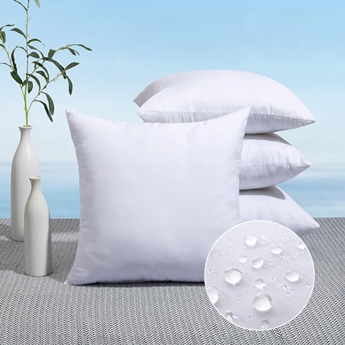 Miulee WATERPROOF_INSERTS_4P_4343 Pack Of 4 17X17 Outdoor Pillow Inserts, Water-Resistant Throw Pillow Inserts Decorative Premium Square Pillow Stuffer Sham cover