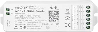 LGIDTECH WL5 Miboxer LED Strip Light 5 in 1 Controller for 5050 3528 2835 Strips,Smartphone APP Control Without Extra Hub.Compatible Amazon Alexa Google Home Assistant Voice Control,DC12-24V,180W-360W [Energy Class G]