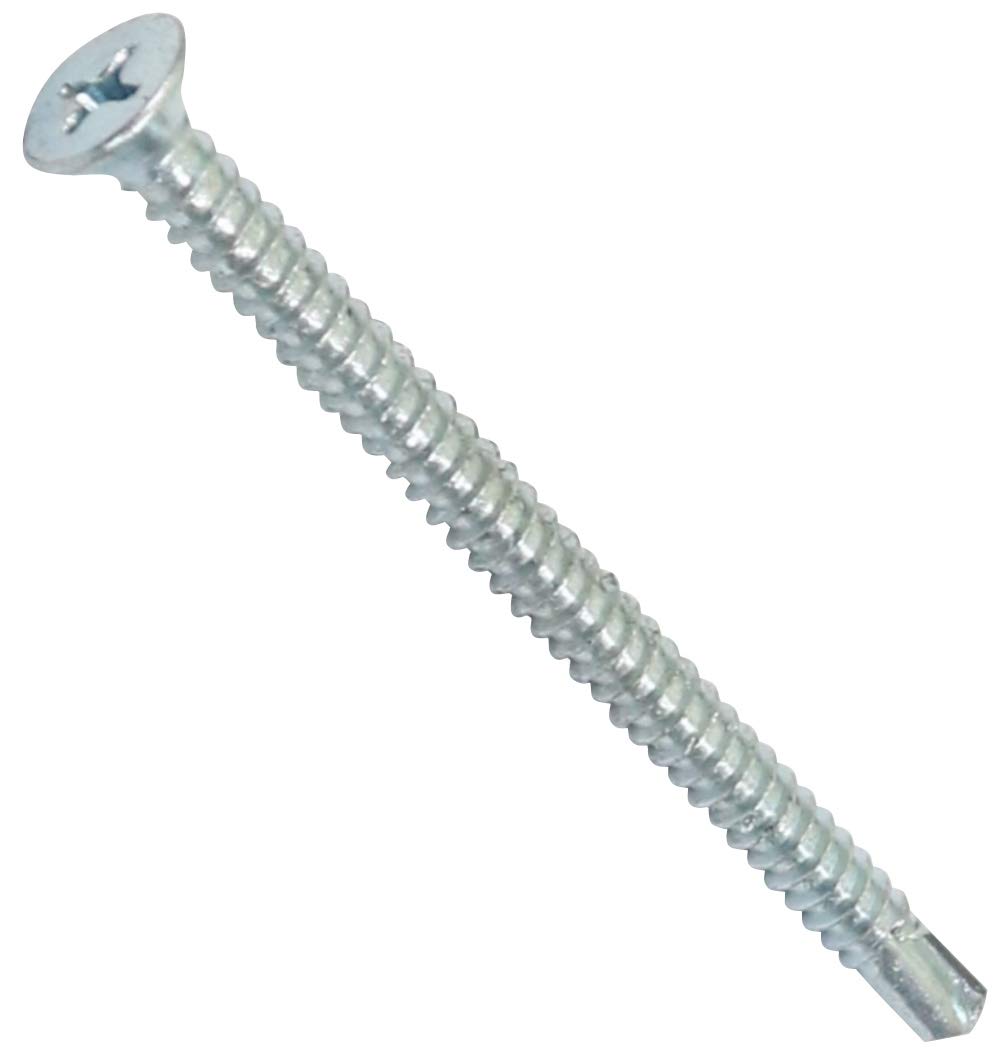 AERZETIX - C44709 - Juego de 100 Tornillos para chapa autoperforantes Ø4.8x70mm con cabeza fresada - DIN 7504 P - con huella PH/cruciforme - en acero galvanizado - chapa marco metálico - color plata