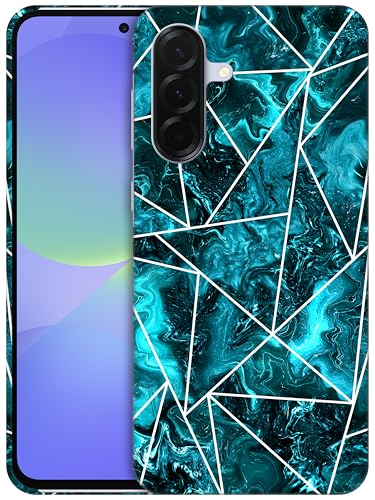 Coque Samsung A36 5G rigide et fine antichoc au motif marbré bleu sarcelle