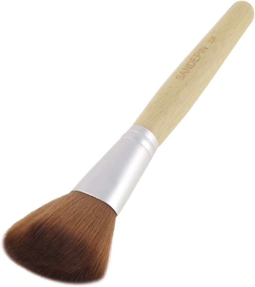 Ruilogod Ladies Brown Soft Synthetic Hair Beige Wooden Handle Cosmetic Powder Brush (id: 1d5 06a 59d a63 576