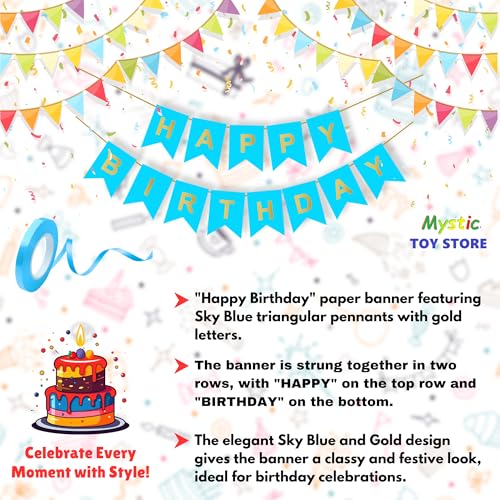 Image of 1st Sky Blue Happy Birthday Decoration Kit for 1 year Old Boys Girls Baby with Number One Party Decorations Decor Celebration Items Item Set Combo Reusable Paper Banner