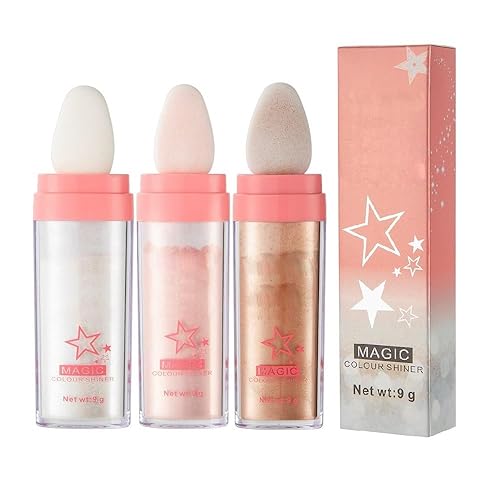 Maquillaje iluminador en polvo con purpurina de 3 colores, el cuerpo ilumina el colorete facial natural tridimensional para la cara, maquillaje