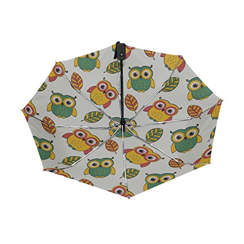 Jhkku Owl Cartoon Umbrella Portable Automatic Folding Umbrellas Compact Windproof Waterproof For Women Men Travel Daily Umbrella #TOP2