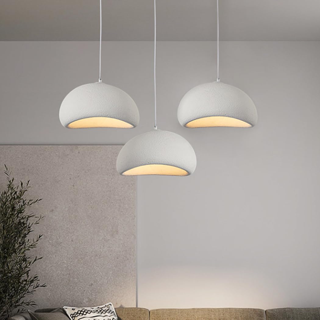 Lfoute Kroonluchter E27 Wabi-Sabi hanglamp wit eettafel lamp Japanse stijl moderne hanglamp verstelbare hoogte voor eetkamer slaapkamer woonkamer keuken café restaurant (60 cm