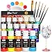 Nicpro 18 Colors Stained Glass Paint Set, 1oz / 30ml Waterproof Acrylic Enamel & Ceramic Glass Painting Kit for Arts on Transparent Wine Glasses Jars Windows with 6 Brushes & 1 Palette, Opaque Finish