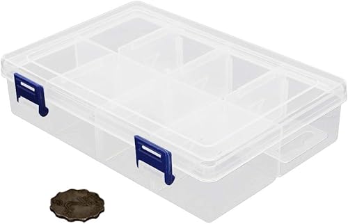 Miniatura 3 de Bettomshin Caja de almacenamiento de componentes de PP 7.87 x 5.12 x 1.77 pulgadas, organizador de plástico, contenedor ajustable, 8 rejillas