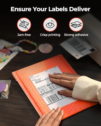 Image of MUNBYN Direct Thermal Labels, 4 inch x 6 inch, 6000 Labels /12 Stacks (500 Per Stack), Fanfold Shipping Labels for Thermal Printers, Permanent Adhesive Shipping Labels for Shipping Packages