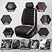CAR PASS Mesh Leather Car Seat Covers Full Set,Breathable Mesh Faux Leather Seat Covers for Car, Universal Fit for SUV Truck Sedan Automotive, Airbag Compatible, Black and Red