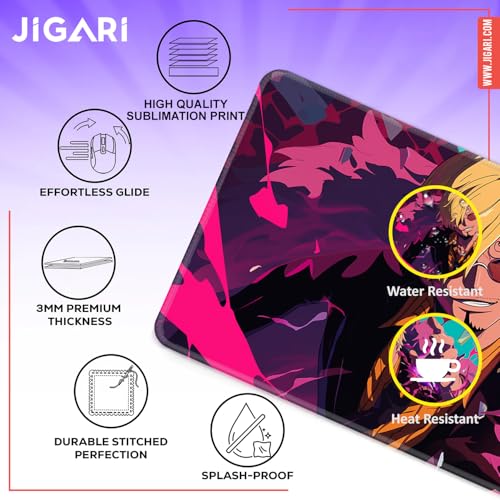 Image of Anime Theme Printed XL Extended Stich Edge Mousead | Smooth Surface Gaming Mousepad with Anti-Slip Rubber Base | 3mm Thick - 11 x 23 Inch (Sanji (P115))