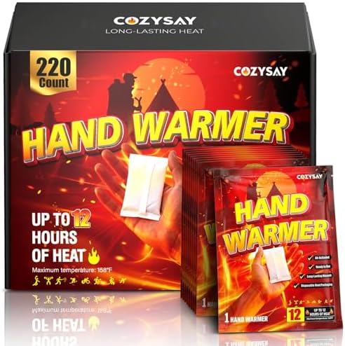 Hand Warmers Disposable 220/110/50/20 Pack - 12-Hour Long-Lasting...