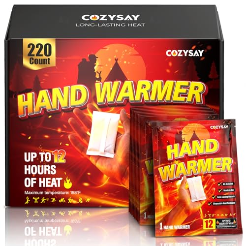 COZYSAY Hand Warmers Disposable 50 Pack - 12-Hour Long-Lasting Air-Activated Heat Packs - Odorless & Portable Hand Body Pocket Warmers for Skiing Hunting Hiking & Winter Outdoor Activities