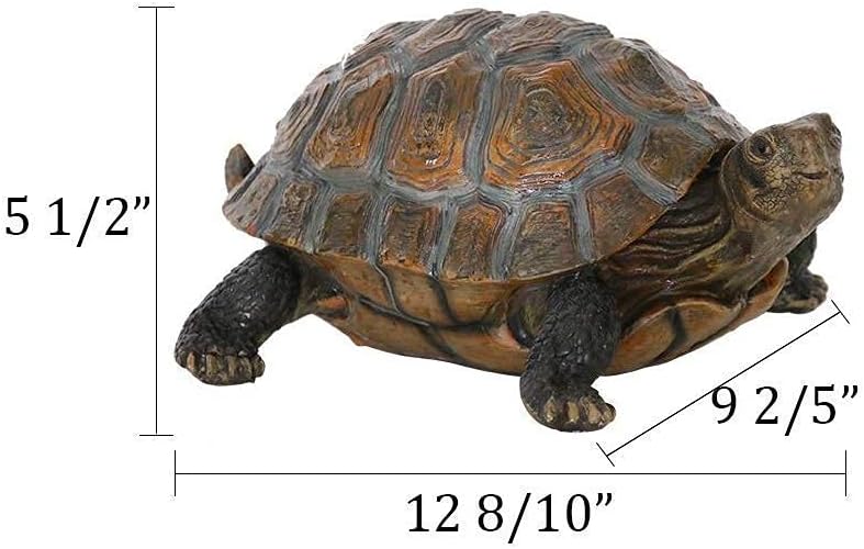 Danmu Ceramic Mushroom 4.52" H and Polyresin Tortoise 12 9/10" x 9 2/5" x 5 1/2" Outdoor Statue, Garden Ornaments, Yard Statue for Home and Fairy Garden Decor