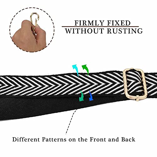 Image of PCBAG Replacement Purse Straps Adjustable Wide Classic Cross Body Shoulder Strap Black and White Stripes Guitar Belts for Handbag, 1.5 inch