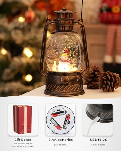 image for EDDORUNNING Christmas Decorations Indoor-Musical Snow Globe with 6H Ti