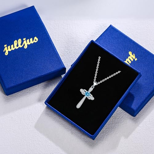 JULLJUS Infinity Cross Heart Birthstone Necklace Women December Blue Topaz by JULLJUS - Used condition - Image 6