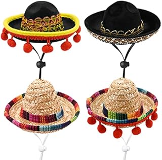 Hileyu Mini Mexican Sombrero Hats 4Pcs Colorful Sombrero Hats Mini Fun Fiesta Straw Hat Cute Straw Sombreros for Fiesta Carnival Summer Mexican Theme Decorations Party Favors
