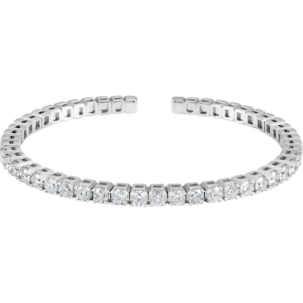 Sonia Jewels Solid 14k White Gold 3 1 3 Cttw Diamond Bangle Bracelet Width 3 6mm