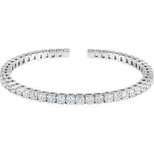 Sonia Jewels Solid 14k White Gold 3 1 3 Cttw Diamond Bangle Bracelet Width 3 6mm
