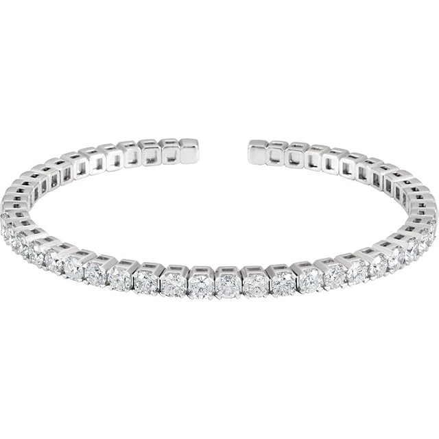 Sonia Jewels Solid 14k White Gold 3 1 3 Cttw Diamond Bangle Bracelet Width 3 6mm